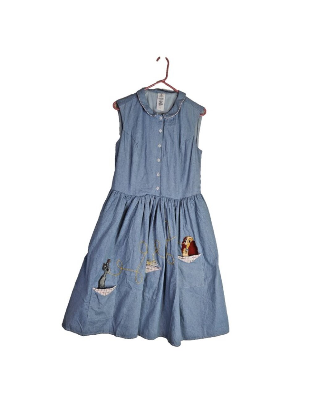 Disney Store Lady and the Tramp Chambray Dress Size Large Lined Pockets - Picture 4 of 8